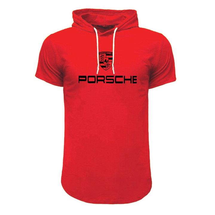 تیشرت کلاه دار مردانه طرح porsche  مدل  f 8057